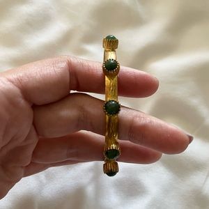 Skinny brass cuff with gold stones
